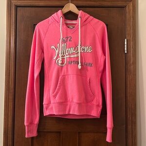 Women's Noble Wear Pink Yellowstone Nat'l Park Hooded Sweatshirt size small EUC